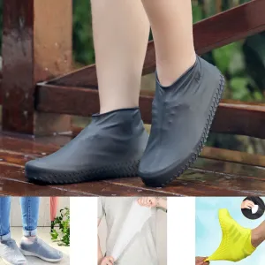 (1 pair) Size L Reusable silicone shoe cover Water repellent (size 40-44) - Black