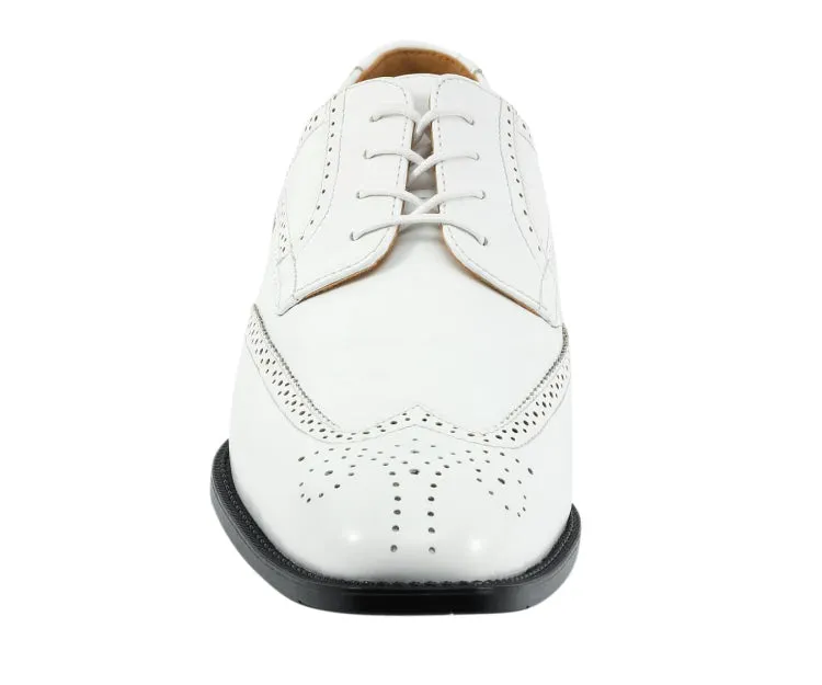 Bolano Elwyn White Men’s Derby Brogue Pu Leather Shoes