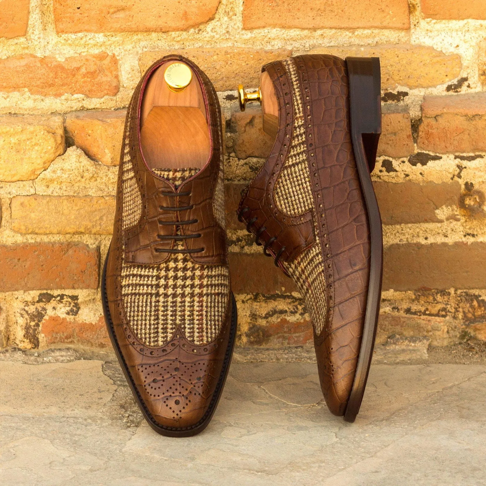 Longwing Blucher-Painted Croco, Sartorial, Brown-Wholesale