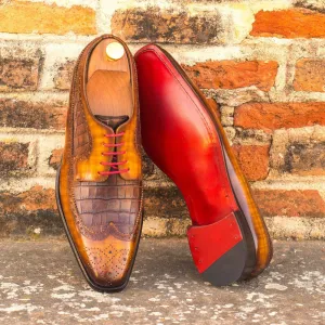 Longwing Blucher-Patina, Painted Croco, Brown-Wholesale
