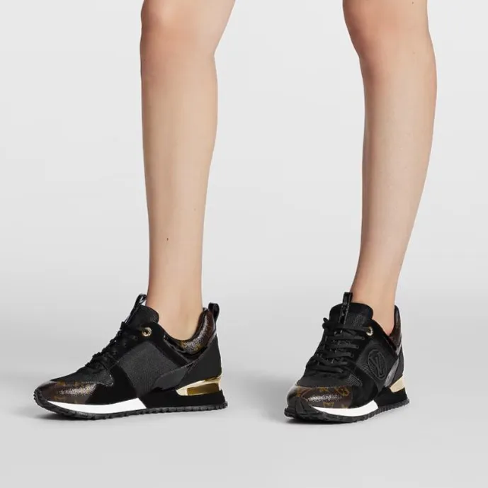 Louis Vuitton Black Suede/Monogram Canvas Run Away Trainer
