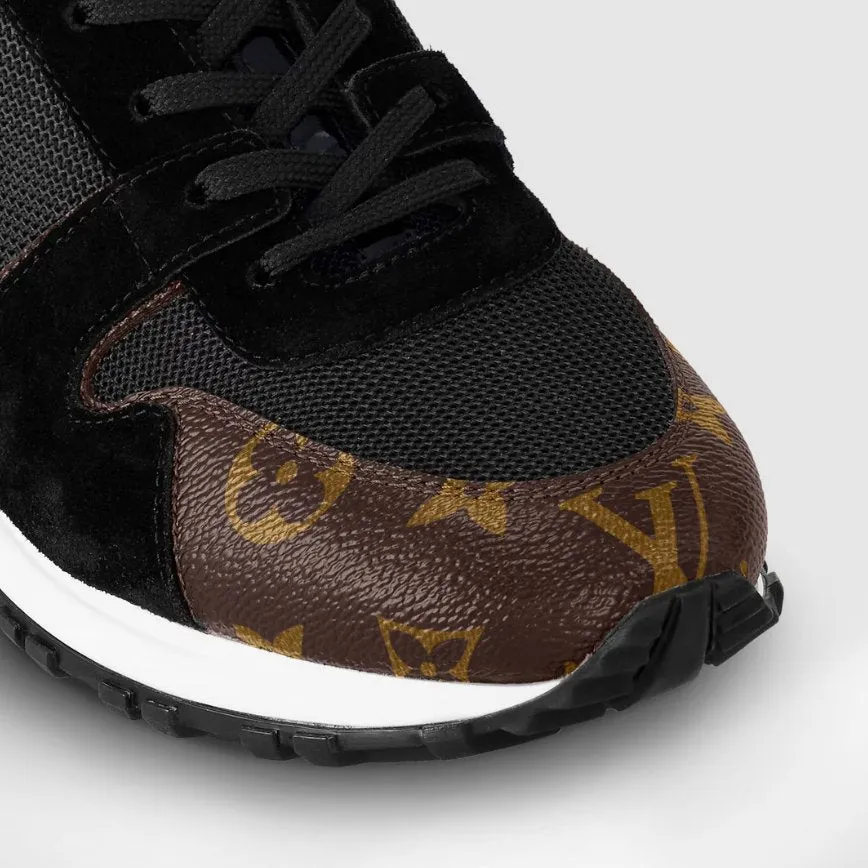 Louis Vuitton Black Suede/Monogram Canvas Run Away Trainer