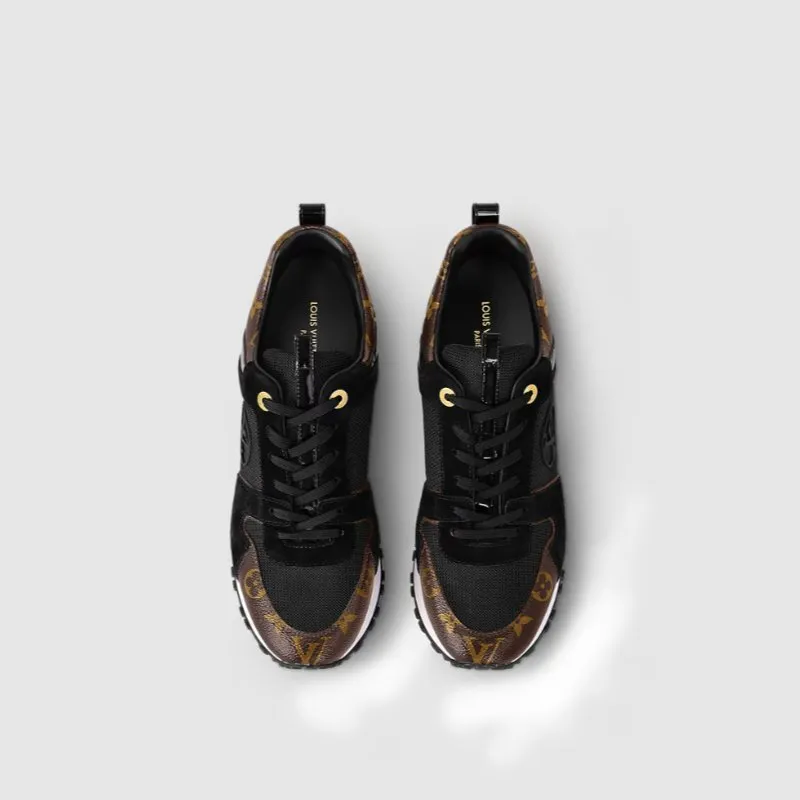 Louis Vuitton Black Suede/Monogram Canvas Run Away Trainer