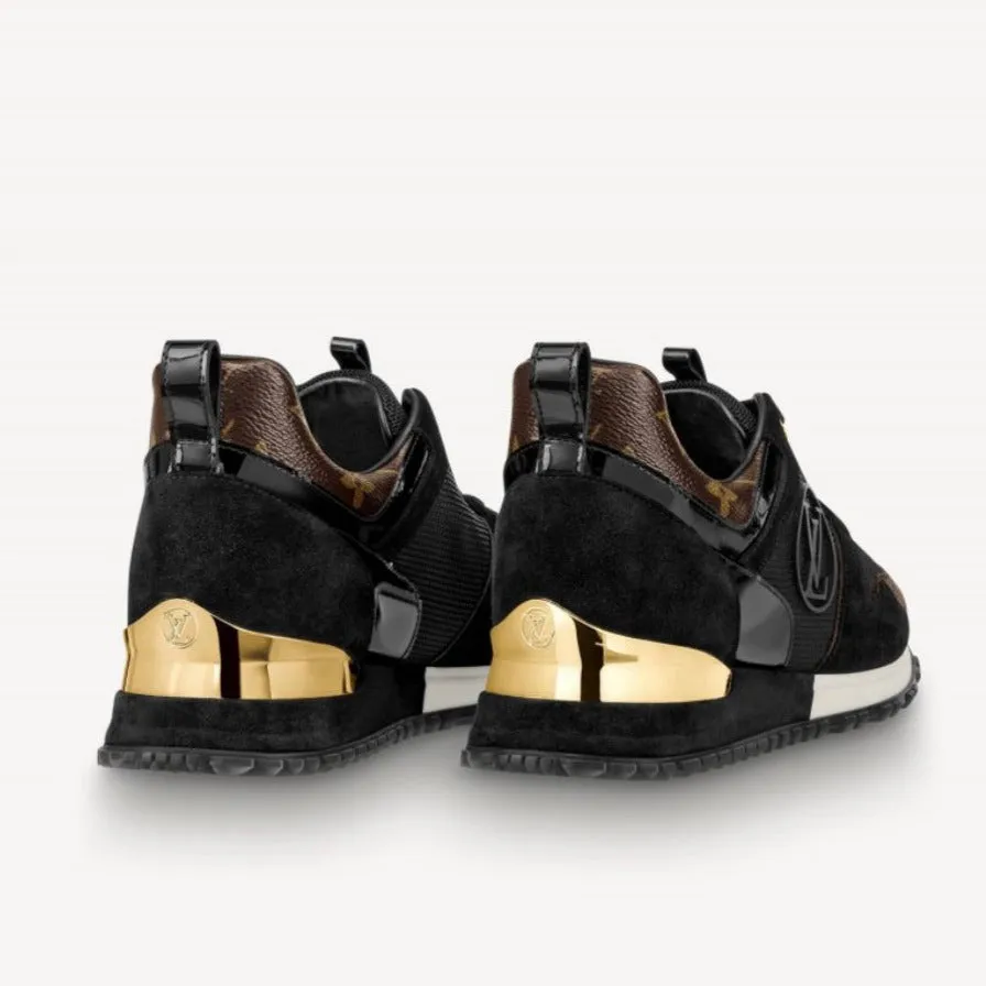 Louis Vuitton Black Suede/Monogram Canvas Run Away Trainer