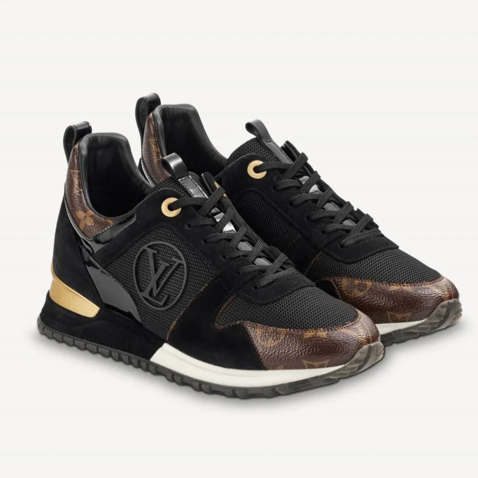 Louis Vuitton Black Suede/Monogram Canvas Run Away Trainer