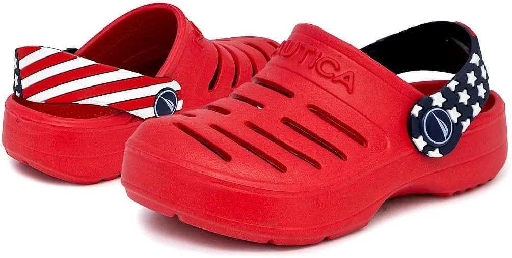 Nautica Kids Clog Sandals ?C Slip-On Lightweight Water Shoes with Adjustable Heel Strap ?C Comfortable EVA Slip-Resistant Clogs for Boys & Girls ?C Toddler & Youth Sizes