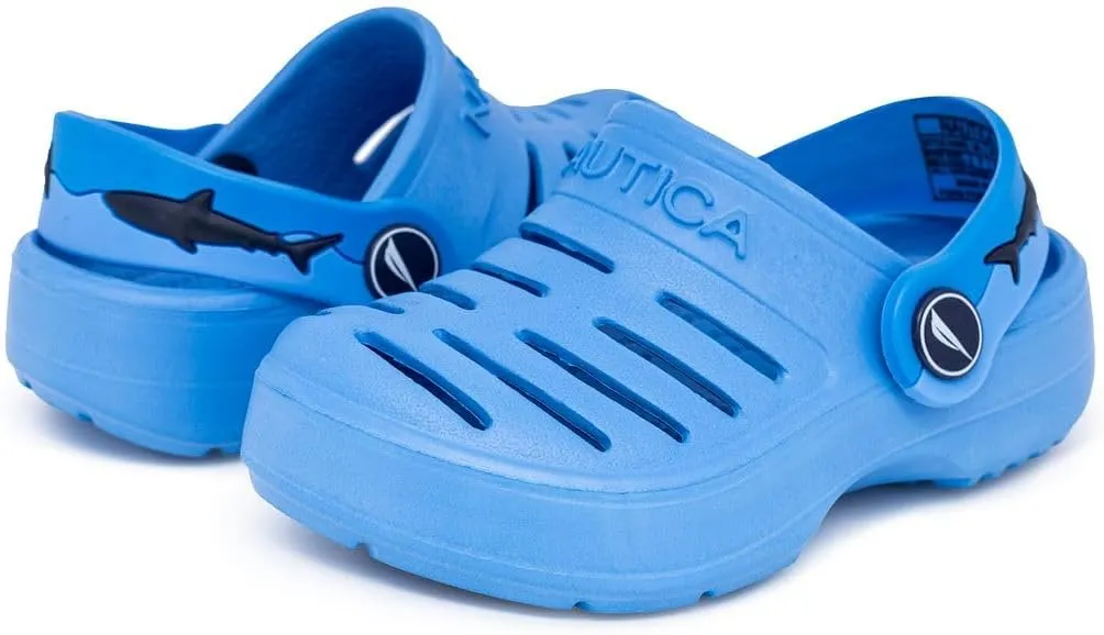 Nautica Kids Clog Sandals ?C Slip-On Lightweight Water Shoes with Adjustable Heel Strap ?C Comfortable EVA Slip-Resistant Clogs for Boys & Girls ?C Toddler & Youth Sizes