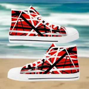 Van EVH 5150 Stripes Halen High Top Canvas Sneakers – Custom Eddie-Inspired Shoes for Men, Women, and Teens